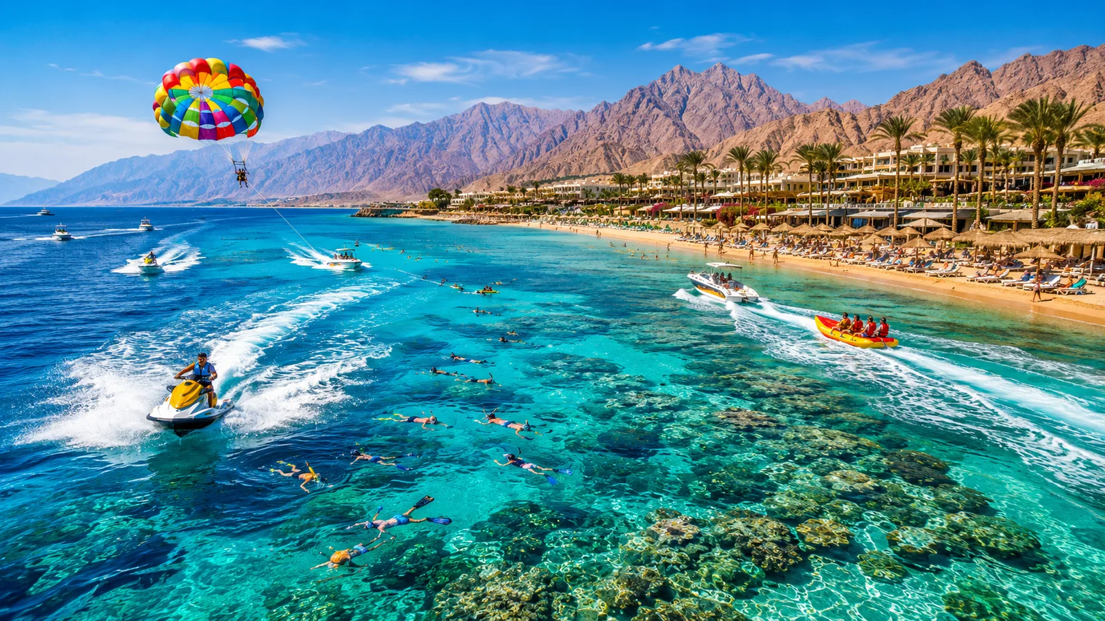 Sharm El Sheikh coastline and Red Sea, Egypt